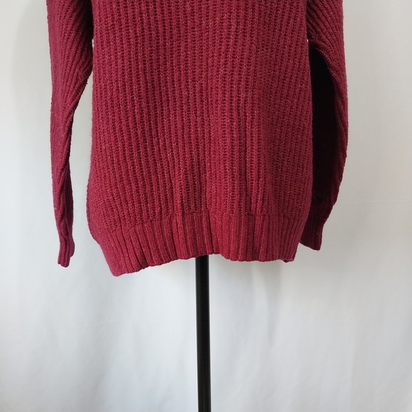 L.A Hearts Burgundy Crewneck Ribbed Knit Long Sleeve Pullover Sweater XS - Picture 4 of 10